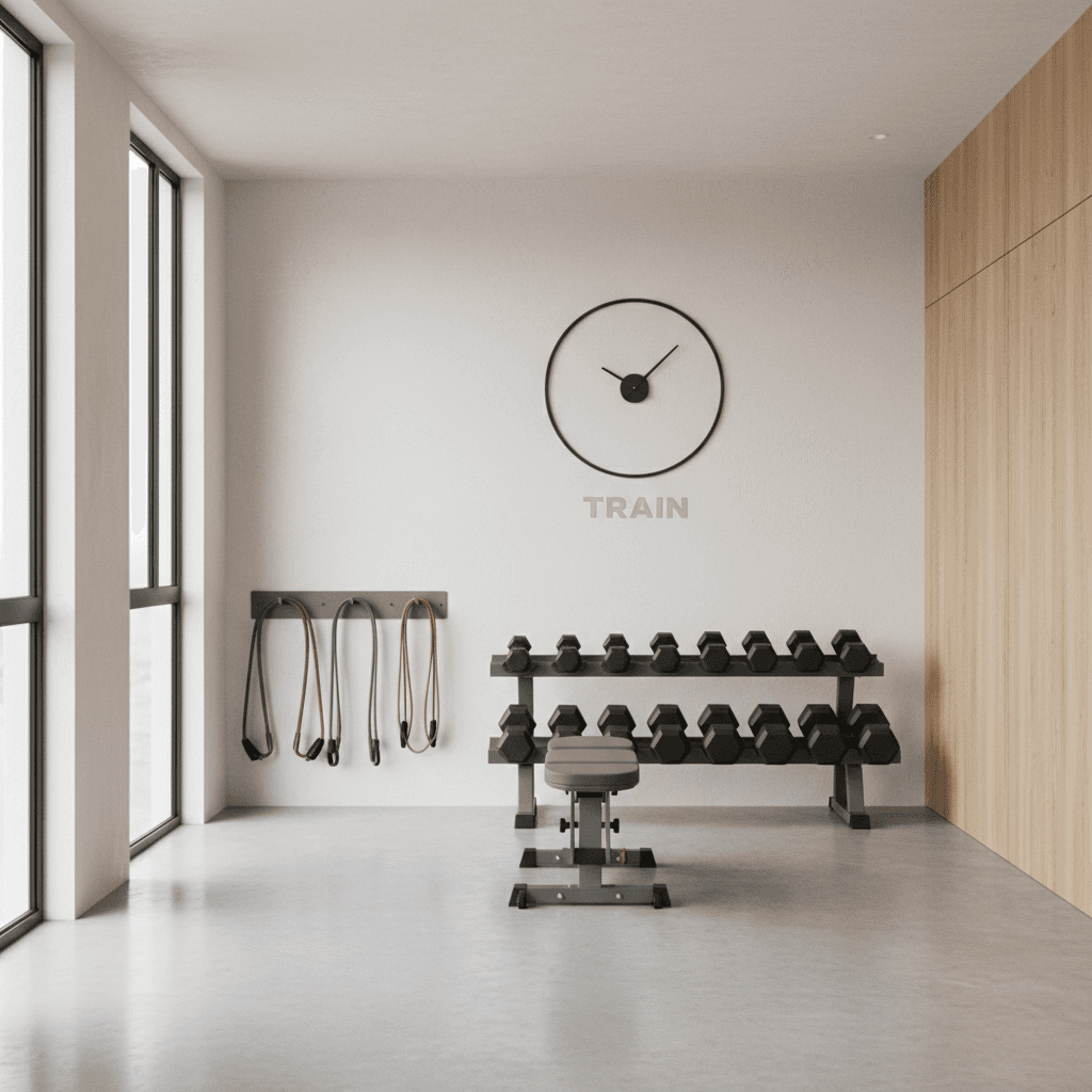 Minimalist one-on-one training space inside a fitness studio
